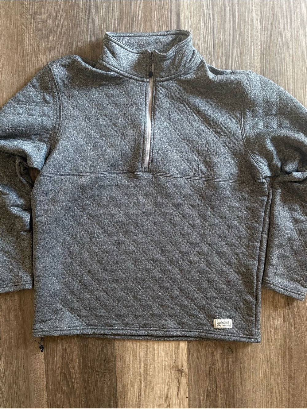 Eddie Bauer Men’s Size L Gray Diamond Quilted 1/4 Zip Pullover Sweater Gorpcore